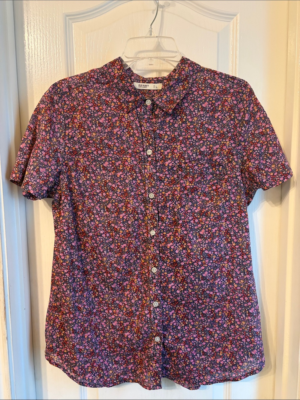 Old Navy Purple Floral Button-Down Shirt